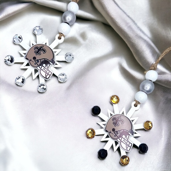 Saintsational Holiday Cheer: Handmade New Orleans Saints Snowflake Ornament! NEW - Picture 7 of 11